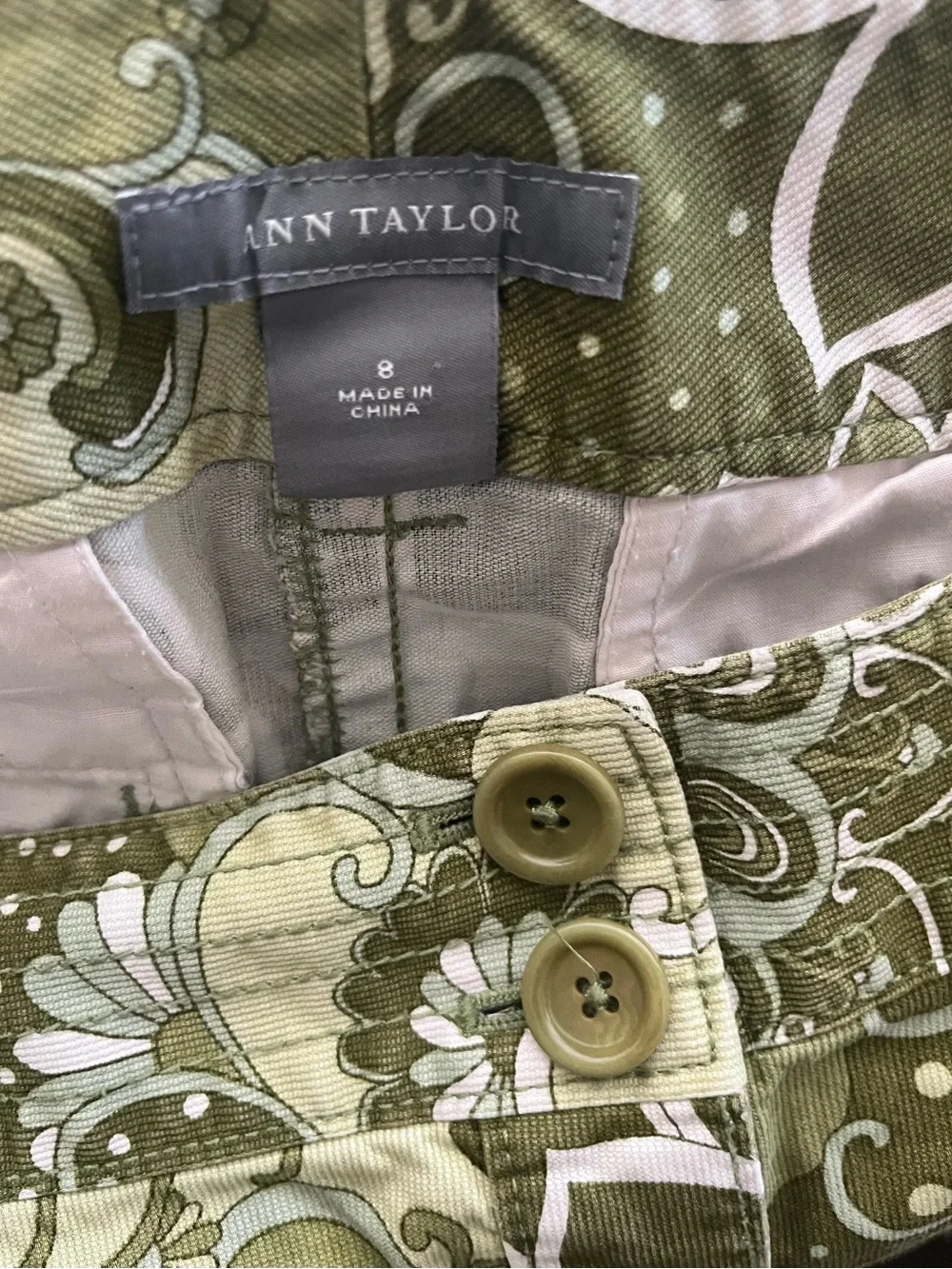 Ann Taylor Bohemian Paisley Skirt in Olive and Sage Size 8